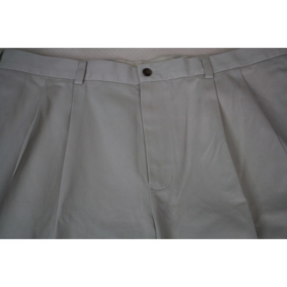 BROOKS BROTHERS Pant Advantage Chino All Cotton Pleated Cuff Beige Tan W40/L34 - Picture 3 of 9